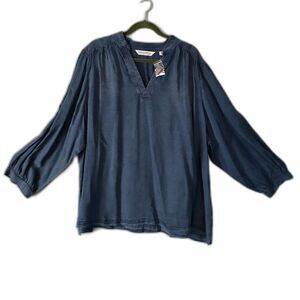 NWOT Beautiful by Lawrence Zarian women's jean tunic top v neck size 3xl